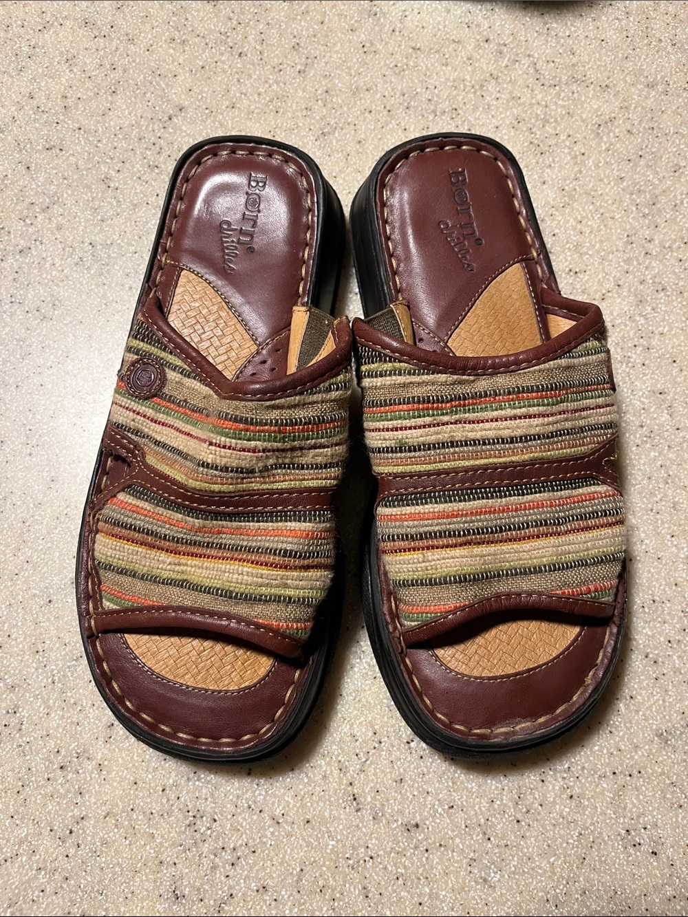 Born Women's Brown Multistripe Slide Sandals